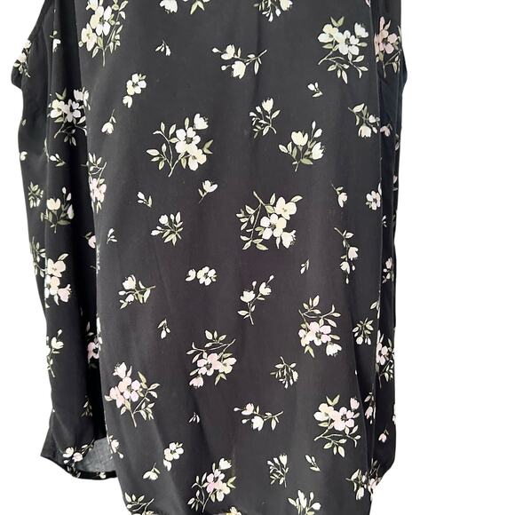 Old Navy Top Tank Black Floral Fairy Coquette Boho Keyhole Pleated XXL Summer - Picture 4 of 9